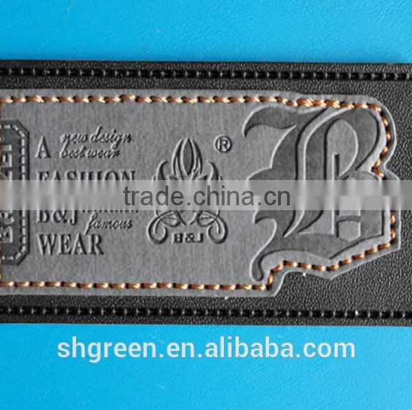 Dark Brown Irregular False Leather Label for Pants photo-6
