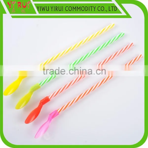 pp Drinking Straws Spiral Drinking Straws With Spoon Straw photo-2