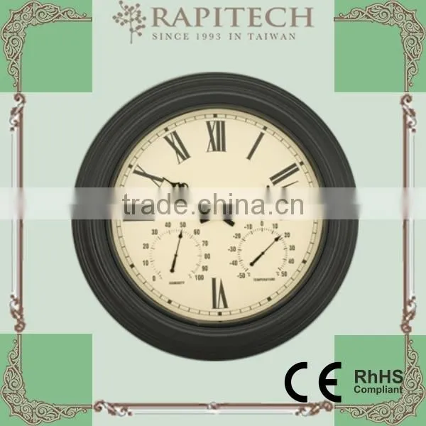 18 Inch Built in Thermometer And Hygrometer Garden Metal Outdoor Clock photo-4