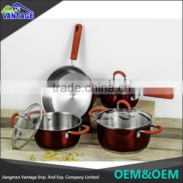 New Style Stainless Steel Mirror Surface 7pcs Cookware Sets Non Stick Cookware