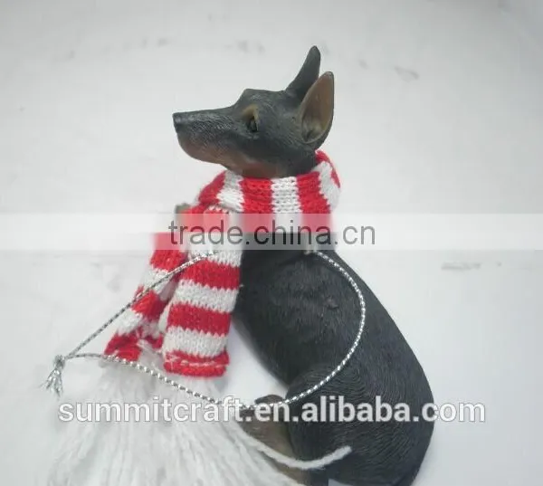 Mini Resin Doberman Dog Christmas Hanging Decoration photo-3