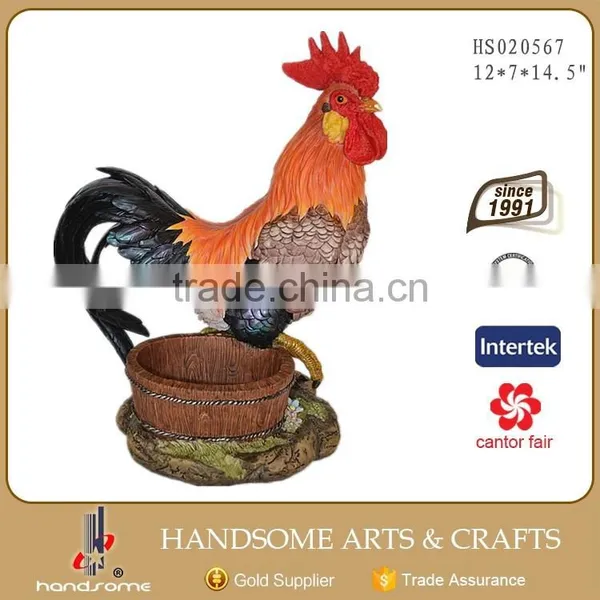 7*4*9'' Resin Home and Garden Art Statue Decoration Lively Animal Rooster Sculpture photo-2
