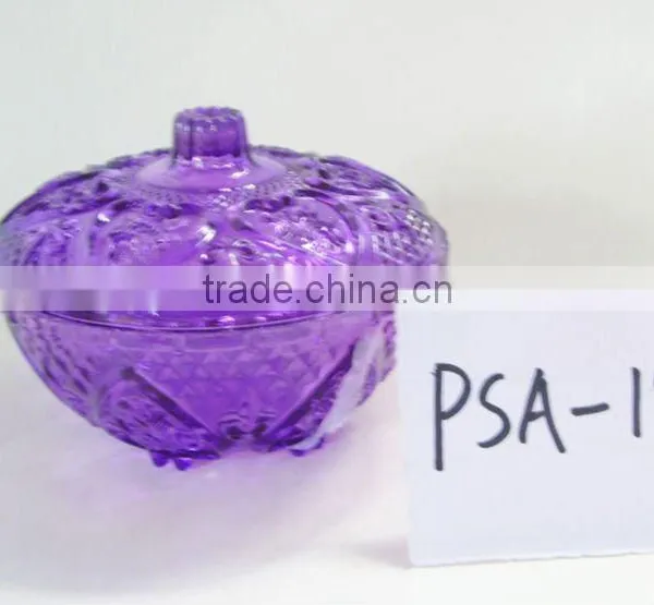 Colored Small Glass Bowl With Lid photo-3