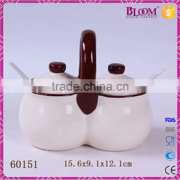 White Ceramic Decal Desgin Tableware Gravy Boat Set photo-3
