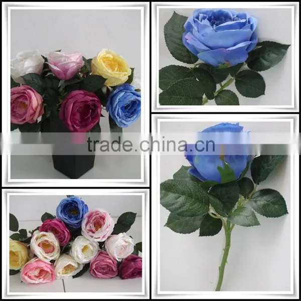Making Flower Silk Rose Artificial Rose Artificial Royal Blue Rose Flowers photo-3