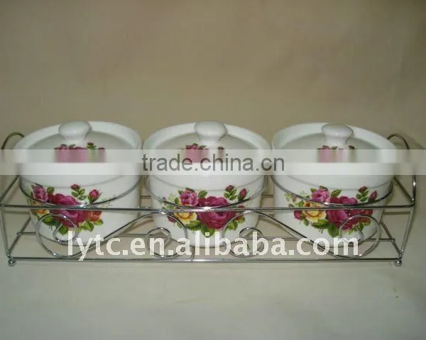 Empty Ceramic Spice Jar With Stainless Steel Stand photo-2