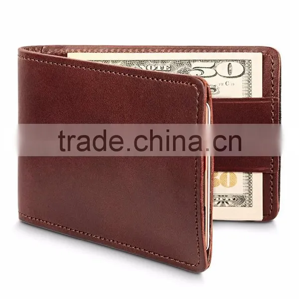 Pull Tab Card Holder Ultra Slim Bifold Leather Wallet photo-2