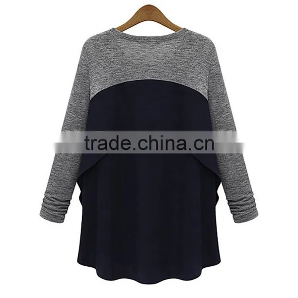 Competitive Price Good Quality Factory Direct Contrast Color Round Neck Asymmetrical Women Different Types of Blouse Designs photo-3