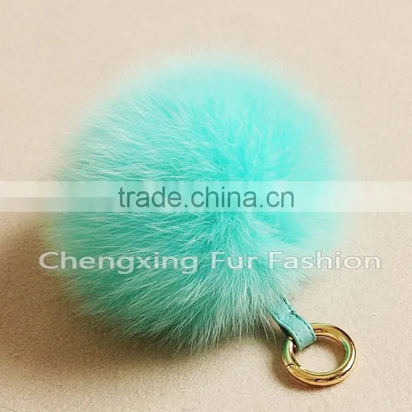 CX-R-32 Detachable Cheap Handmade Genuine Fox Fur Ball Key Ring photo-2