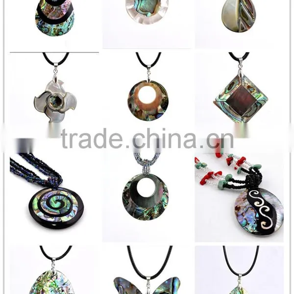 High End Handmade Stripe Sea Shell Pendant Necklace Carved Abalone Shell Necklace for Engagement Return Gift photo-2