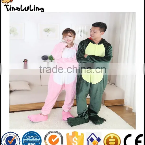 Autumn Spring Winter Flannel Lovers Couples Women Animal Pajamas One Piece Cartoon Sleepwear Cheap Adult Animal Siamese Pyjamas photo-6