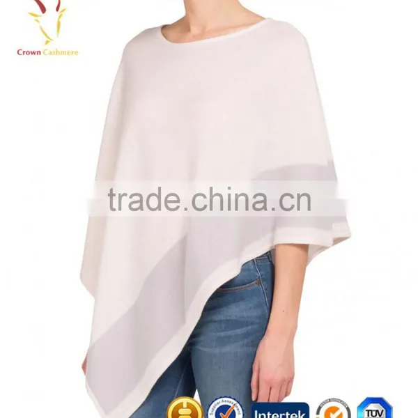 Stripe Hand Knitted Pure Cashmere Poncho Shawl photo-2