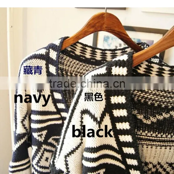 Spring Smiles Spring and Autumn Wear New Arrival Britpop Contrast Color Loose Thick Knit Sweater Women Coat photo-5