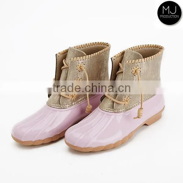 Wholesale Monogram Fashion Fur Shoes Winter Rubber Ladies Ankle Snow Duck Boots for Women photo-4