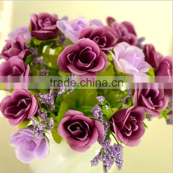 Lovely Decorative Artificial Silk Restaurant Table Vase Crystal Rose Flower photo-6