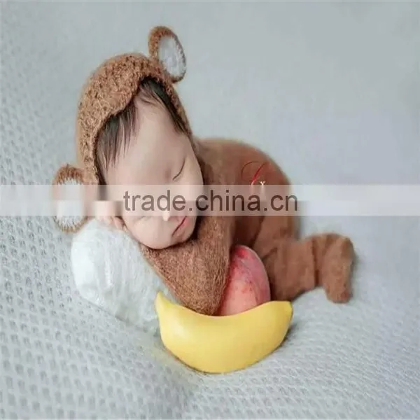 Mohair Baby Romper and Bonnet Sets Newborn Knit Pant Photography Props Baby Mohair Hooded Romper Luxury Overall Outfit Sitter photo-5