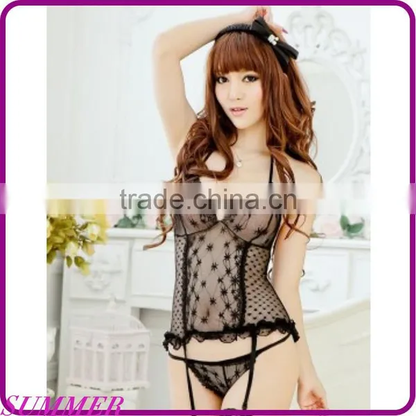 Adults Exposed Breast Open Files Transparent Lace Sexy Pajamas Women's Lingerie Open Fork Suit Uniform Temptation