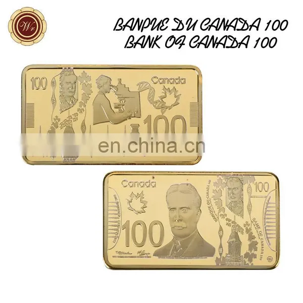 WR 100 Canadian Dollar Quality 24k Gold Plated Bar Metal Crafts With Plastic Case for Home Collection photo-3