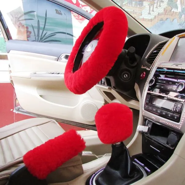 Genuine Sheepskin Short Fur Car Steering Wheel Cover