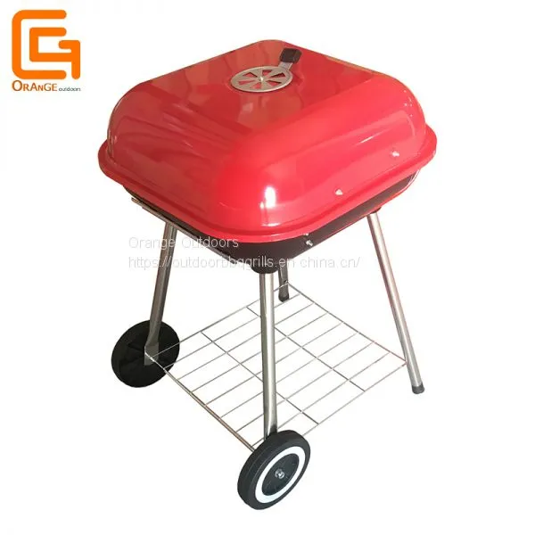 Four Legs Outdoor Bbq Charcoal Square Portable Camping Square Hamburger Barbecue Grill