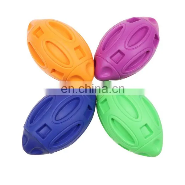 Pet Squeaky Toys Rubber Rugby Ball Interactive and Training Chew Toys Fetch Toy Ball for Dogs photo-2