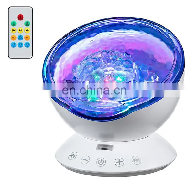 LED Projector Ocean Wave Night Light Sky Rotation Bedroom Decorative Music Night Light for Baby photo-3