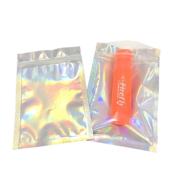 Cosmetic Packaging Bag Clear Brush Handle Cosmetic Microfiber Beauty Blender Holographic Mylar Bag photo-5