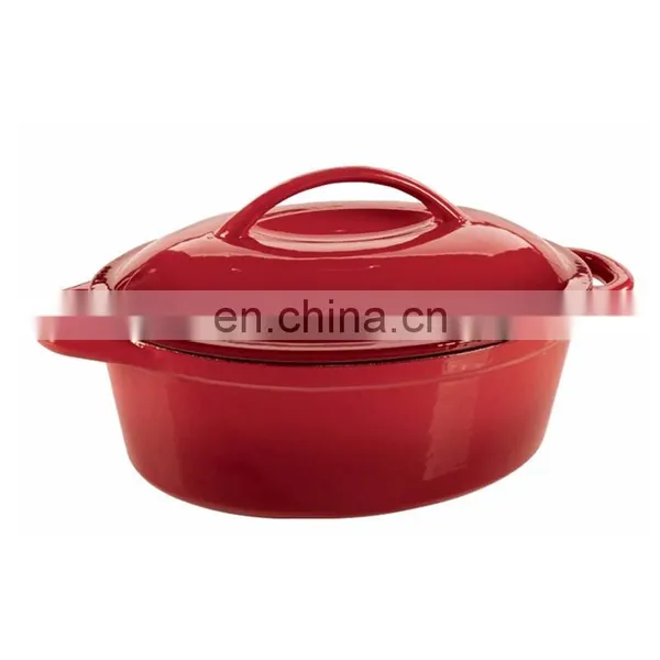 Non Stick Cast Iron Oval Red Pink Dutch Oven Cookware Casserole photo-5