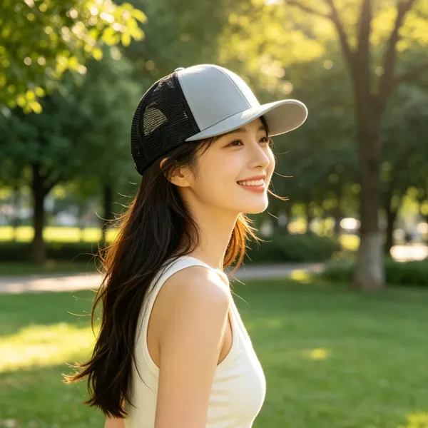 Two Tone Flat Brim Trucker Hat Blank Cotton Twill Front Mesh Back Snapback Cap Custom Embroidery Logo Outdoor Streetwear Wholesale
