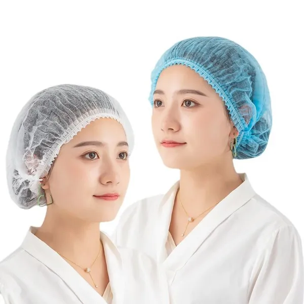 Disposable Breathable Mesh Nonwoven Clip Cap Hairnet for Food Workers Unisex Four Seasons Adult Size