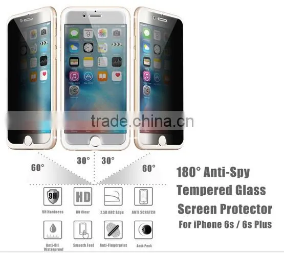 Newest ! Anti-spy Mobile Phone Protective Film Tempered Glass Screen Protector Tempered Glass Film for Iphone 6 / 6s