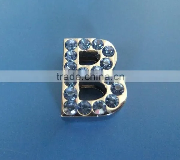 Zinc Alloy 18mm Slide Letters With Light Blue Rhinestones photo-4