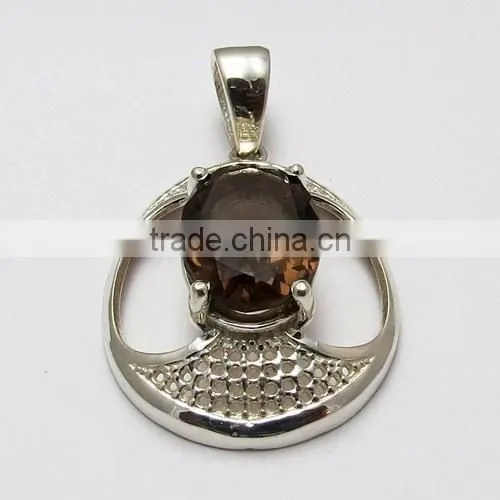 Gorgeous Smoky Quartz Pendant, Online Silver Jewelry, Gemstone Silver Jewelry photo-3