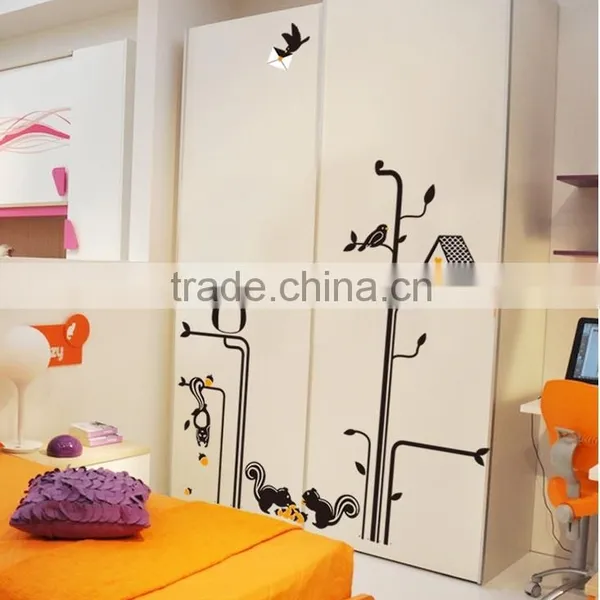 ALFOREVER AY9126 Black Owl Tree Sticker,owl Decals for Home Decoration photo-5