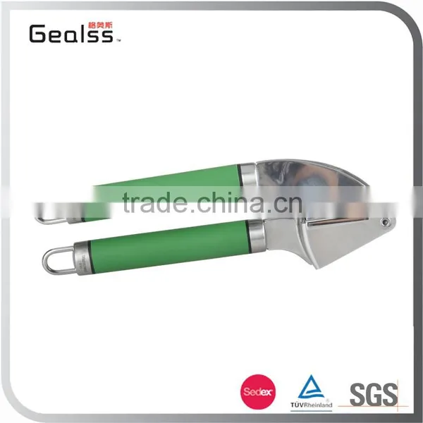 Amazon Hot Sell Cooking Tool Colorful Rubble Coated Handle Garlic Press With Silicon Peeler photo-2