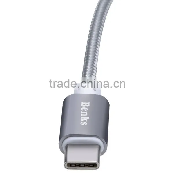BENKS 2.1A Speed Tansfer Type-c Cable 1m Metal Nylon Weave Cable for Type-c Device photo-3
