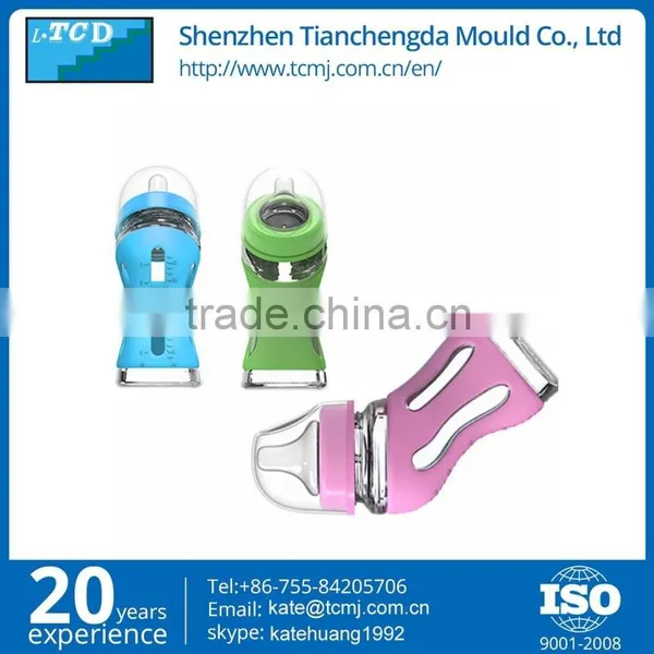 New Design Glass Feeding Bottle Baby Pink Green Bule Color With Temperature Sensing Base
