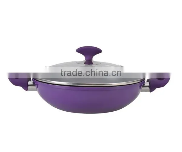 Purple Pressed Aluminum Nonstick Coating Casserole Pot With Silicone Paint Handles Forged Aluminum Imitation photo-4