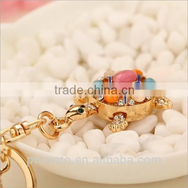New Creative Gold Plated Animal Keychains Turtle Tortoise Keyrings Opal Key Jewelry photo-6