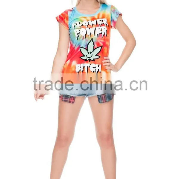 High Quality Custom 3D Printing Flower Power Softextile Tshirt Wholesale photo-6