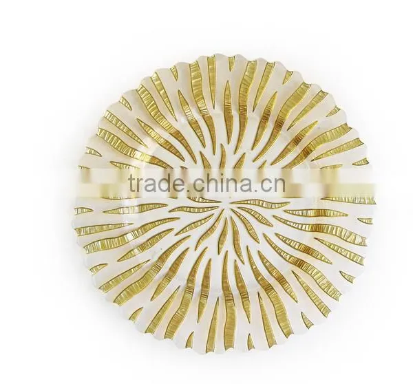 Frosted Leaf Manufacture Lead Crystal Charger Plate Promotion Sodalime Leadfree Customized Size