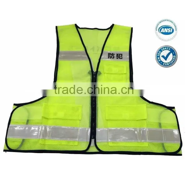 Mesh Safety Vest With Printing and Zipper