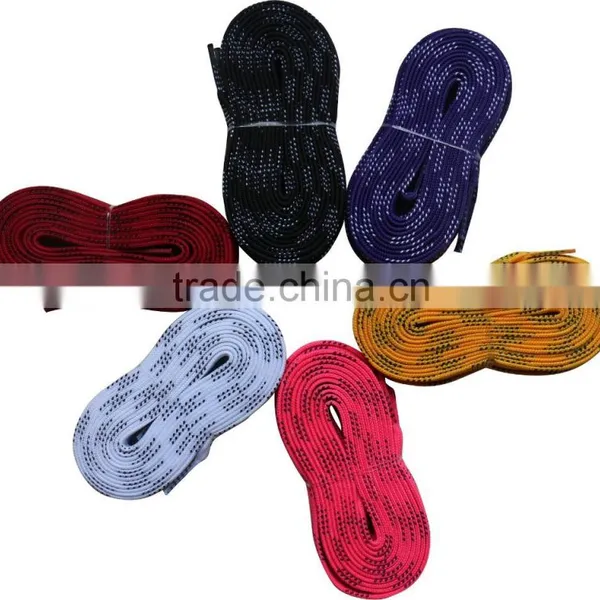 Custom Hot Selling Polyester Falt Waxed Non-waxed Hocky Shoelaces
