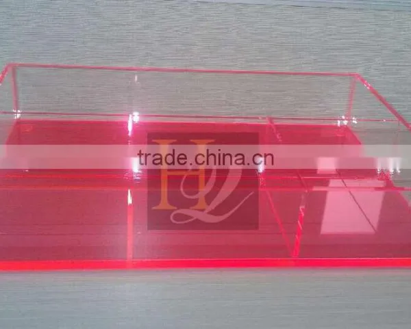 Acrylic Tray With Insert, Red Color Acrylic Compartment Jewelry Tray photo-2