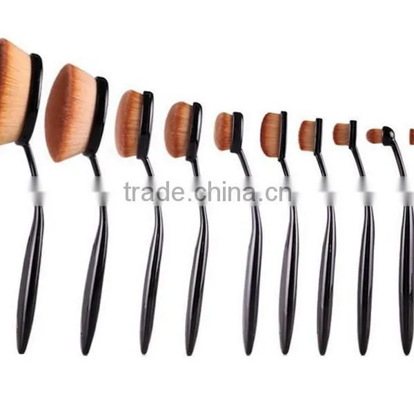 10 PCS Oval Makeup Brushes Set Synthetic Hair Professional / Full Coverage Plastic Face / Eye / Lip MAKE-UP FOR YOU 10 PCS O photo-6