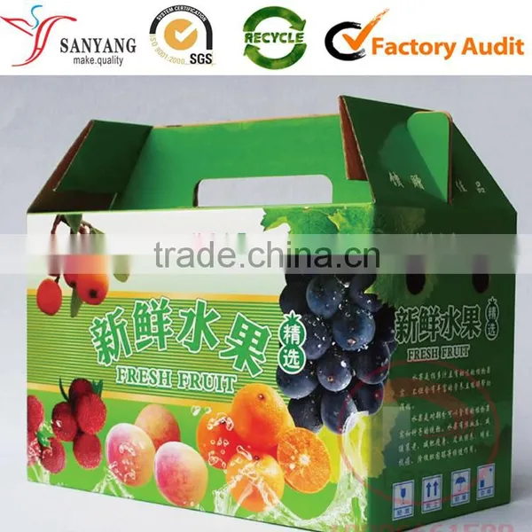 Colorful Foldable Fruit Packing Box Corrugated Paper Fruit Box With Handle photo-2