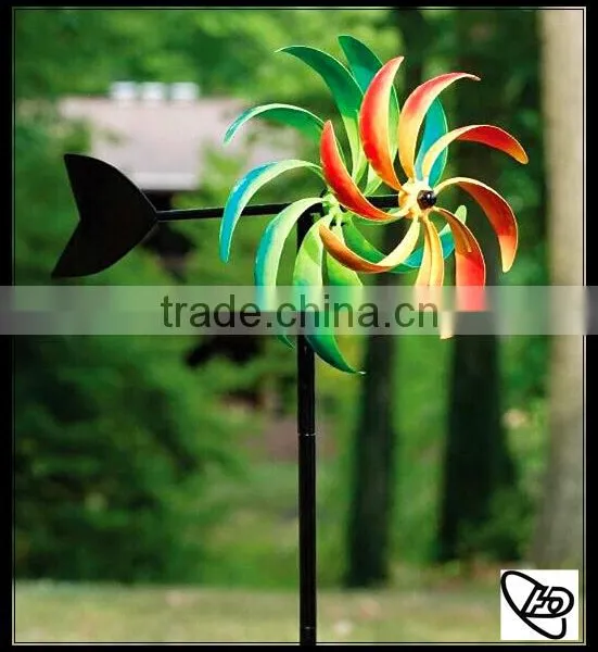 Multicolor Metal Windmill Winnower Garden Stakes