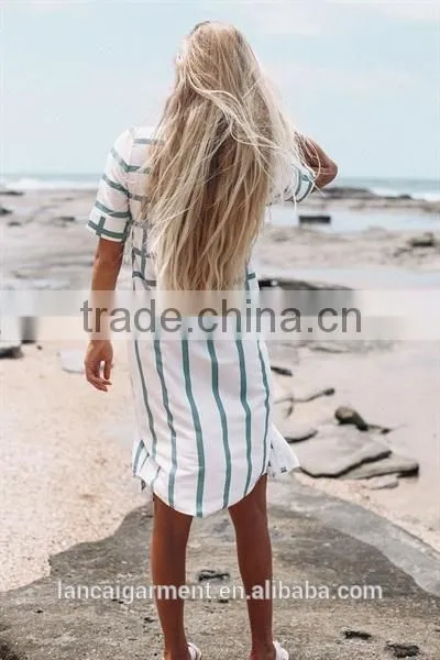 2016 Ladies Stripe Overcoat Women Long Top and Beach Wear photo-5
