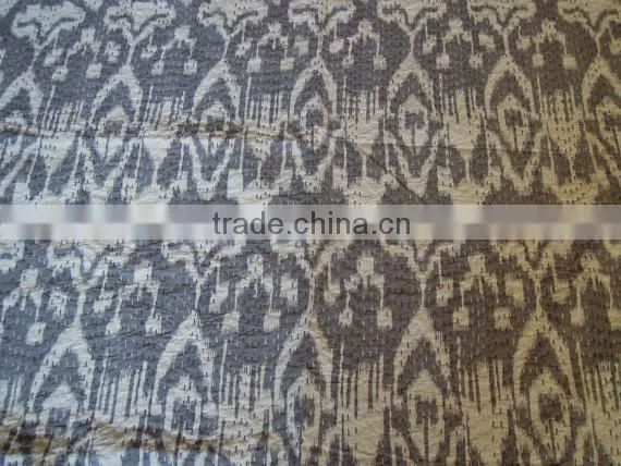 Ikat Kantha Quilt Blanket in Gray Quilted BedspreadsThrows Ralli Gudari Handmade Tapestery REVERSIBLE Bedding In Queen Size