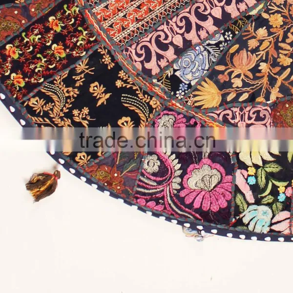 Black Ethnic Decorative Big Round Pillows Indian Cushion Covers Cotton Table Cover Table Mat Big Floor Round Throw Pillow Covers photo-2